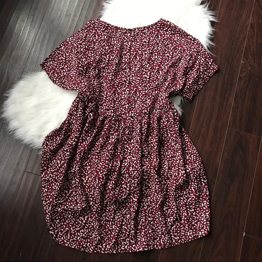 Shein Red Cheetah Print Button Up Dress Medium - Picture 3 of 7